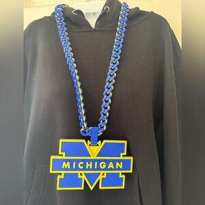 Michigan Logo Necklace Pendant in Blue and Yellow